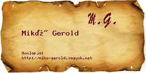 Mikó Gerold névjegykártya